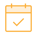 Icon of a calendar with a check mark in the center